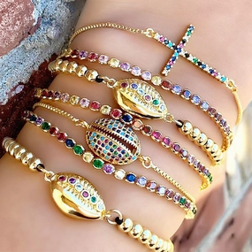 Wholesale Seashell Zircon Ocean Wind Copper Bracelet