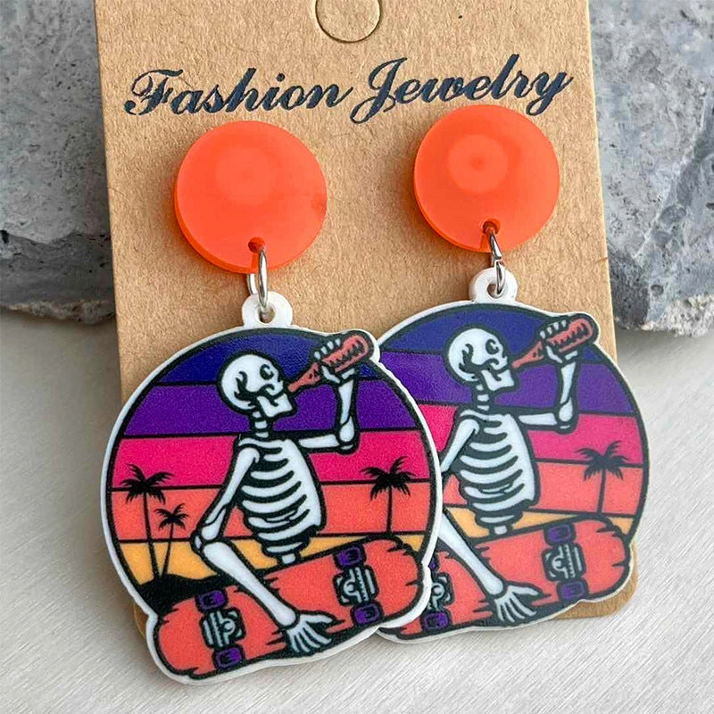 Wholesale seaside beer sunglasses sunrise sunset acrylic earrings