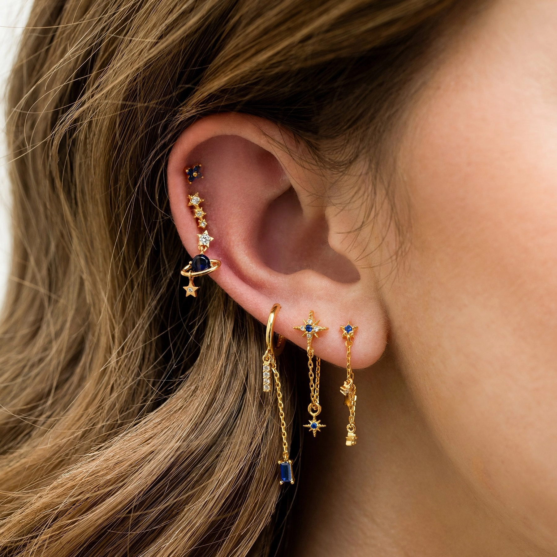 Wholesale Set of Six S925 Silver Needles Micro-inlaid Zircon Earrings Copper