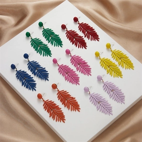 Wholesale Seven Color Leaves 925 Silver Needle Earrings