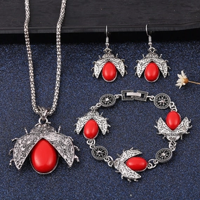 Wholesale Seven Star Ladybug Three Piece Alloy Earrings