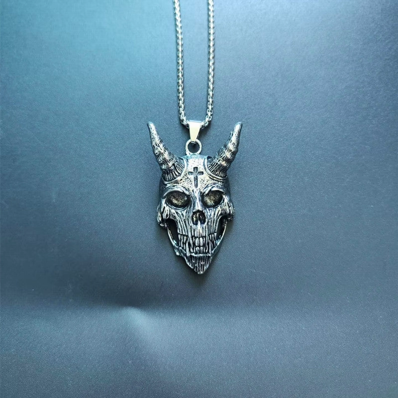 Wholesale Sheep Head Devil Skull Mask Alloy Necklace