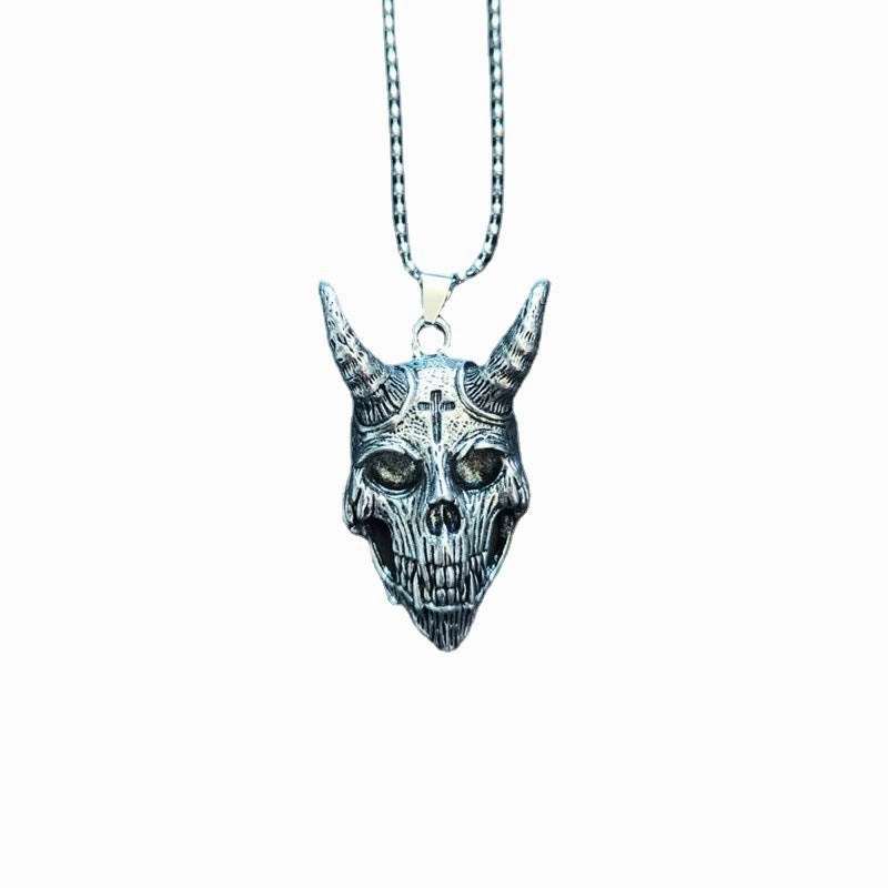 Wholesale Sheep Head Devil Skull Mask Alloy Necklace