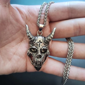 Wholesale Sheep Head Devil Skull Mask Alloy Necklace