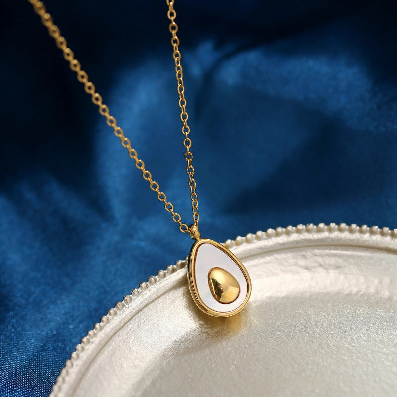 Wholesale Shell Avocado Titanium Steel Necklace Clavicle Chain