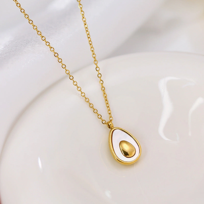Wholesale Shell Avocado Titanium Steel Necklace Clavicle Chain
