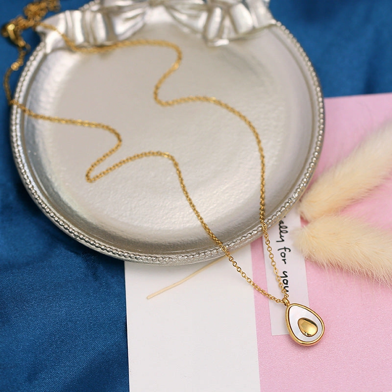 Wholesale Shell Avocado Titanium Steel Necklace Clavicle Chain