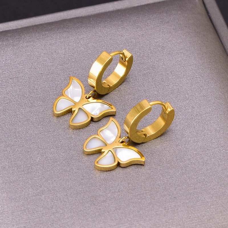 Wholesale Shell Butterfly Clavicle Chain Bracelet Short Gold Earrings Necklace Set