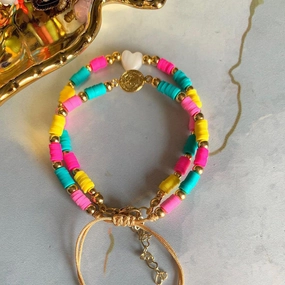 Wholesale Shell Heart Colorful Soft Pottery Adjustable Bracelet