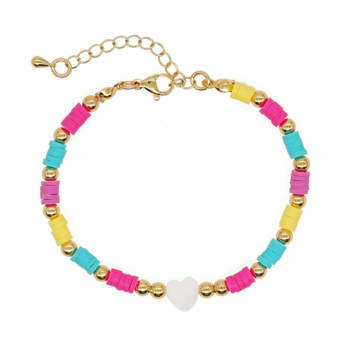 Wholesale Shell Heart Colorful Soft Pottery Adjustable Bracelet