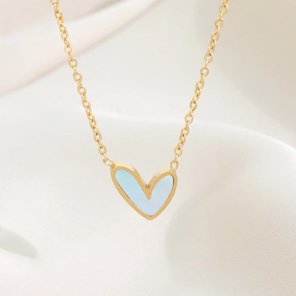 Wholesale Shell Love Titanium Steel Irregular Necklace Clavicle Chain