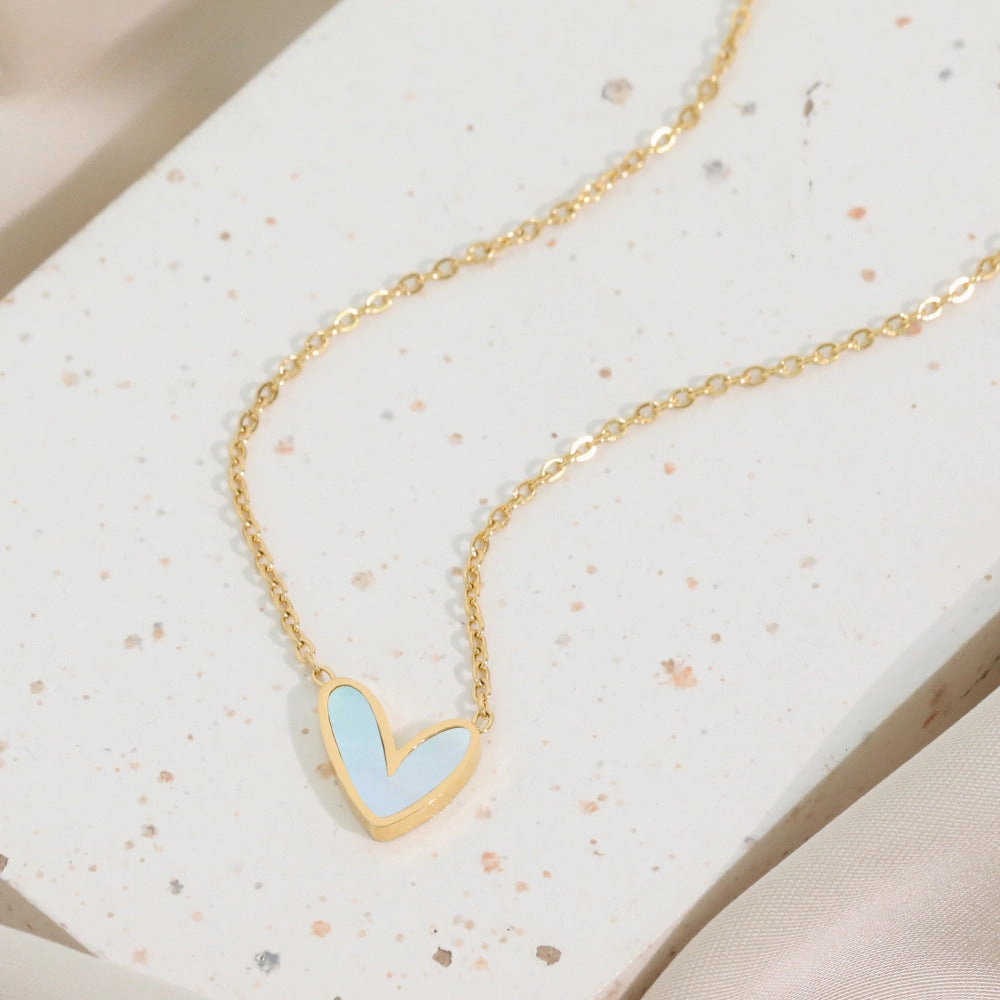 Wholesale Shell Love Titanium Steel Irregular Necklace Clavicle Chain