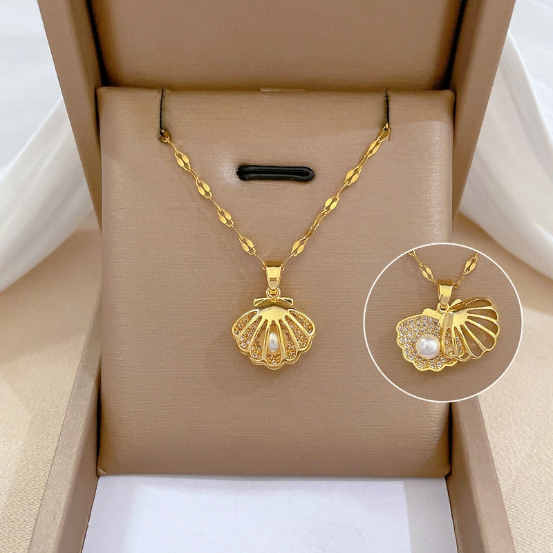 Wholesale Shell Pearl Titanium Steel Necklaces