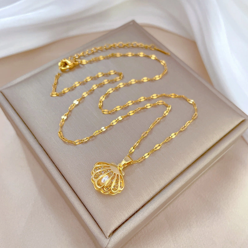 Wholesale Shell Pearl Titanium Steel Necklaces