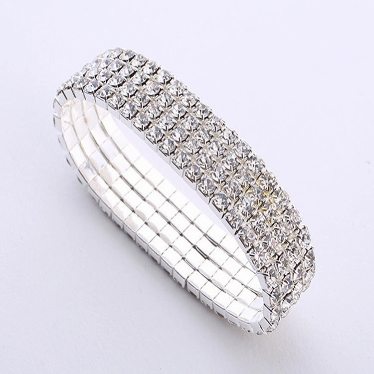 Wholesale Shiny Crystal Stretch Single Row Multi Row Bracelet