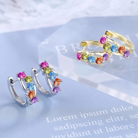Wholesale Short Colored Diamond Copper Earrings