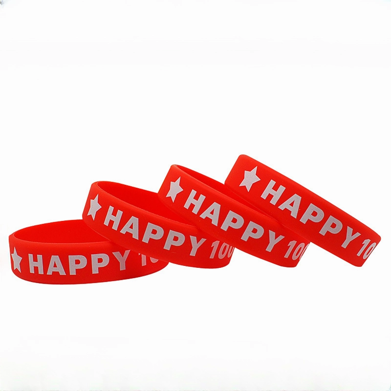 Wholesale Silicone Happy Printing Sports Bracelet