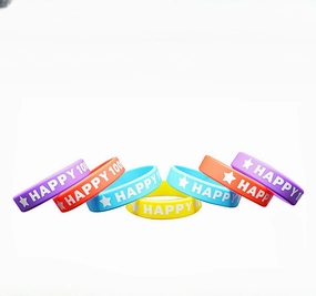 Wholesale Silicone Happy Printing Sports Bracelet