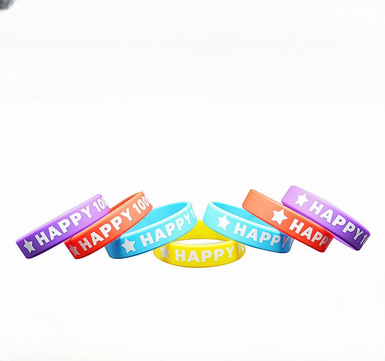 Wholesale Silicone Happy Printing Sports Bracelet