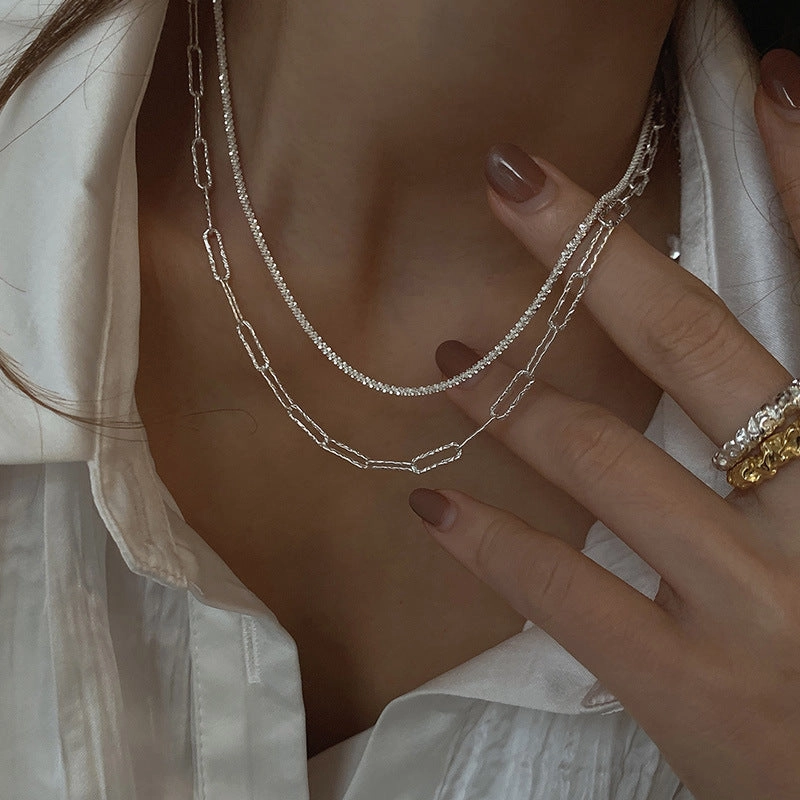 Wholesale Silver Geometry Ring New Female Clavicle Necklace