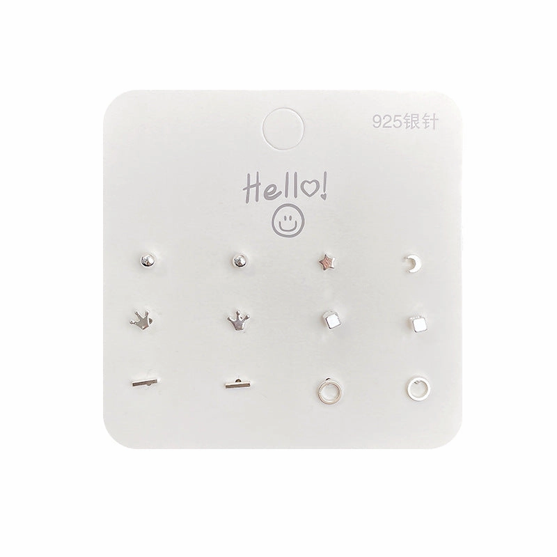 Wholesale silver needle 925 ear piercing earrings set female free mini