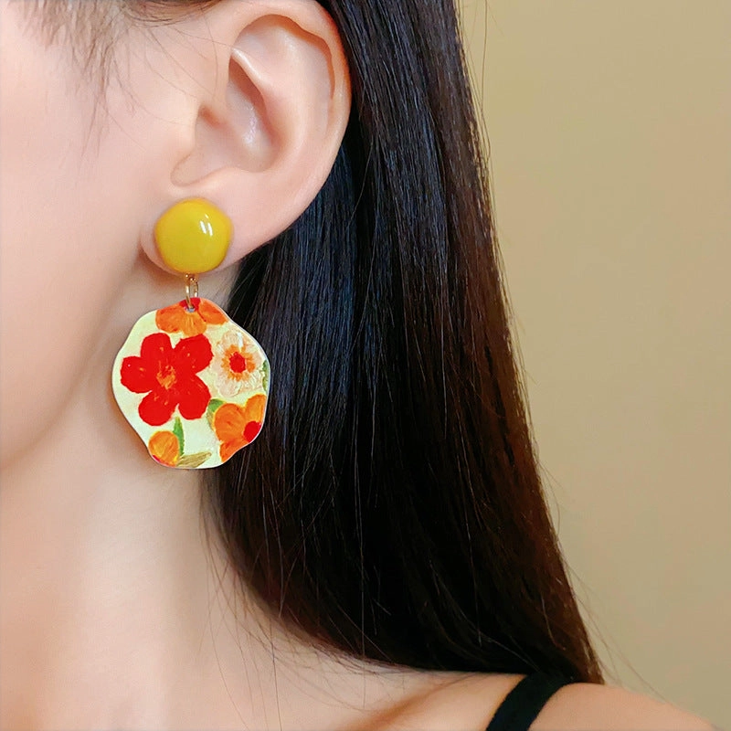 Wholesale Silver Needle Acrylic Irregular Flower Earrings