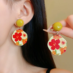 Wholesale Silver Needle Acrylic Irregular Flower Earrings
