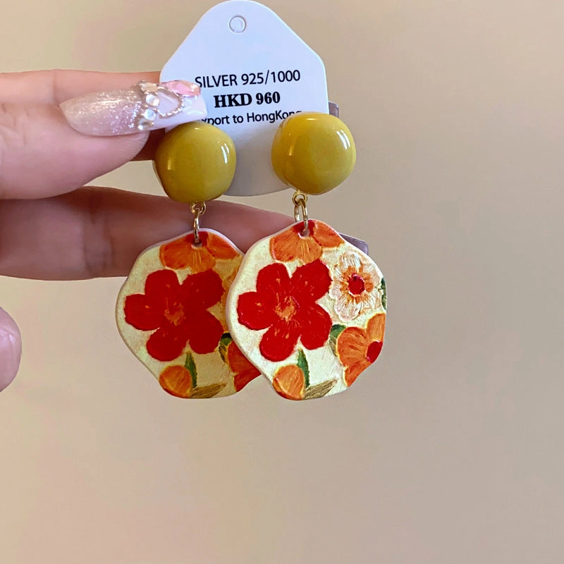 Wholesale Silver Needle Acrylic Irregular Flower Earrings