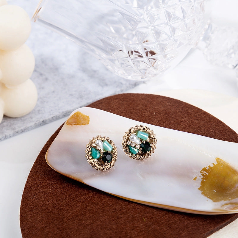 Wholesale Silver Needle Baroque Pearl Water Drop Love Flower Contrast Earrings