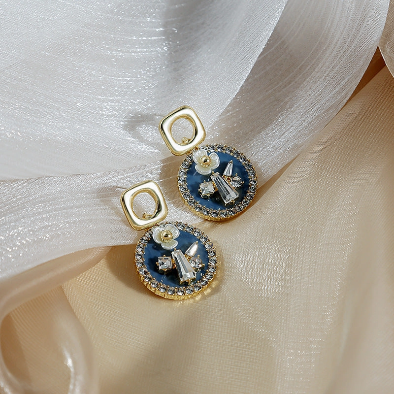 Wholesale Silver Needle Baroque Pearl Water Drop Love Flower Contrast Earrings