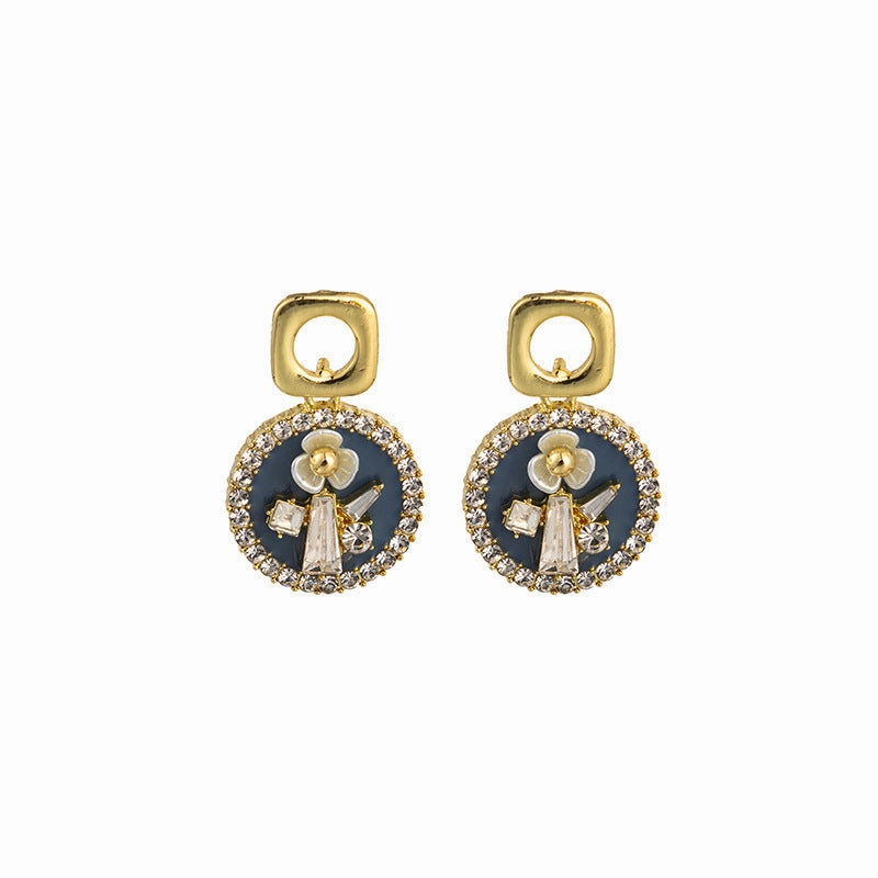 Wholesale Silver Needle Baroque Pearl Water Drop Love Flower Contrast Earrings