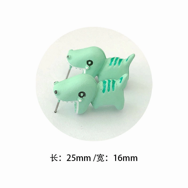 Wholesale Silver Needle Cartoon Animal Small Dinosaur Crocodile Cute Earrings