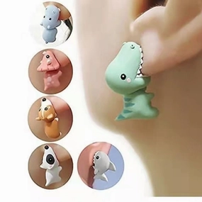 Wholesale Silver Needle Cartoon Animal Small Dinosaur Crocodile Cute Earrings