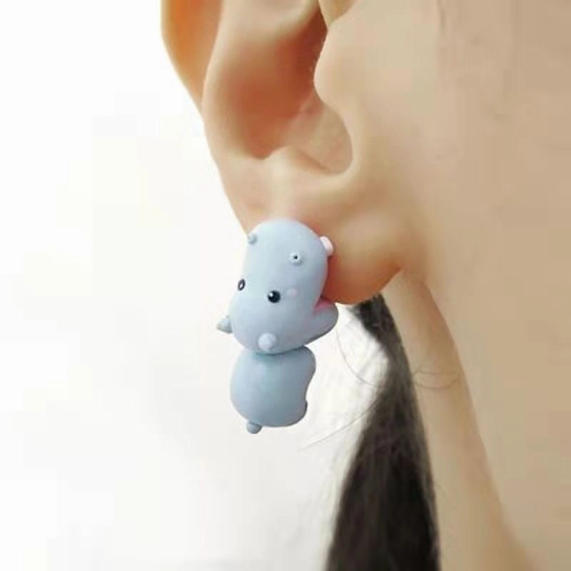 Wholesale Silver Needle Cartoon Animal Small Dinosaur Crocodile Cute Earrings