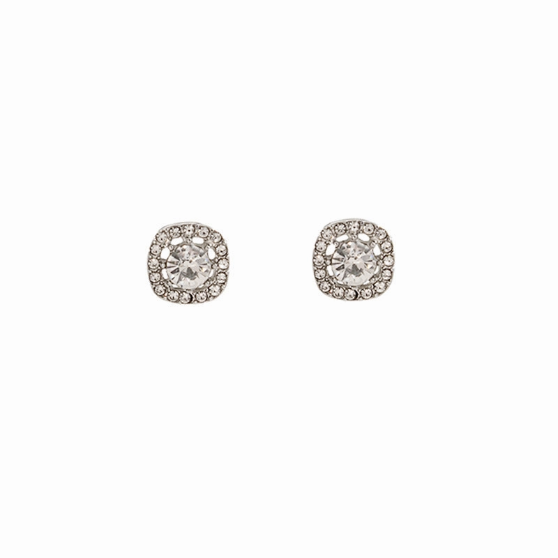 Wholesale Silver Needle Exquisite Square Micro-inlay Alloy arrings