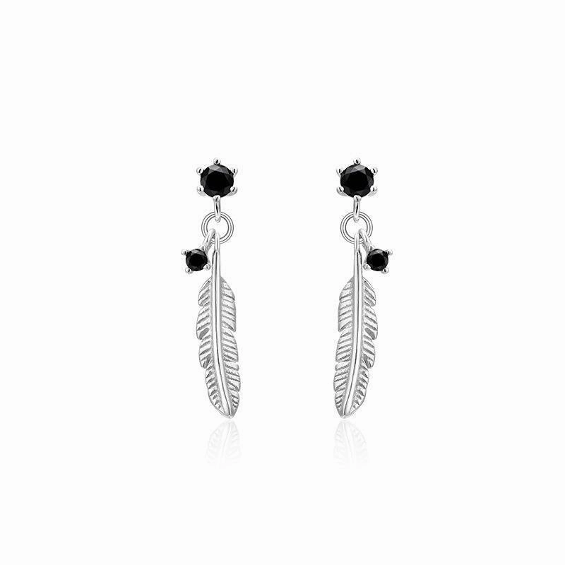 Wholesale Silver Needle Feather Copper Earrings