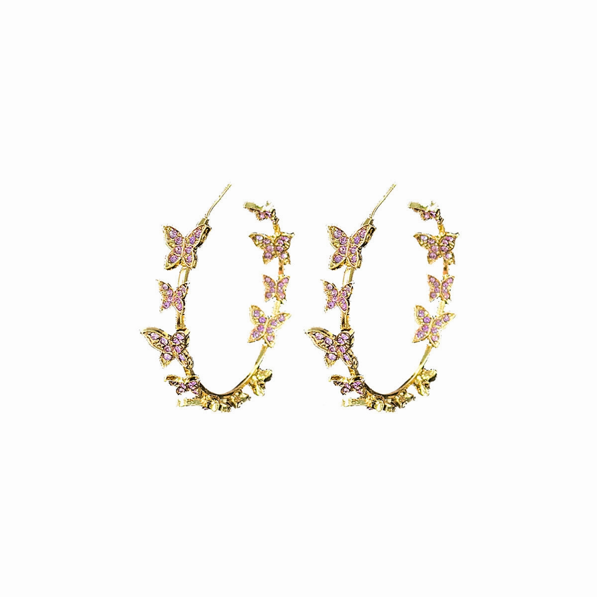Wholesale Silver Needle Korean Style Diamond Butterfly Alloy Earrings
