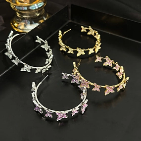 Wholesale Silver Needle Korean Style Diamond Butterfly Alloy Earrings
