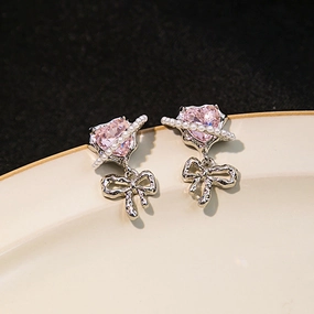 Wholesale Silver Needle Love Wrap Heart Pearl Alloy Earrings