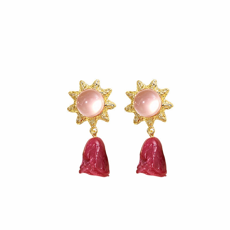 Wholesale Silver Needle Resin Tulip Alloy Earrings