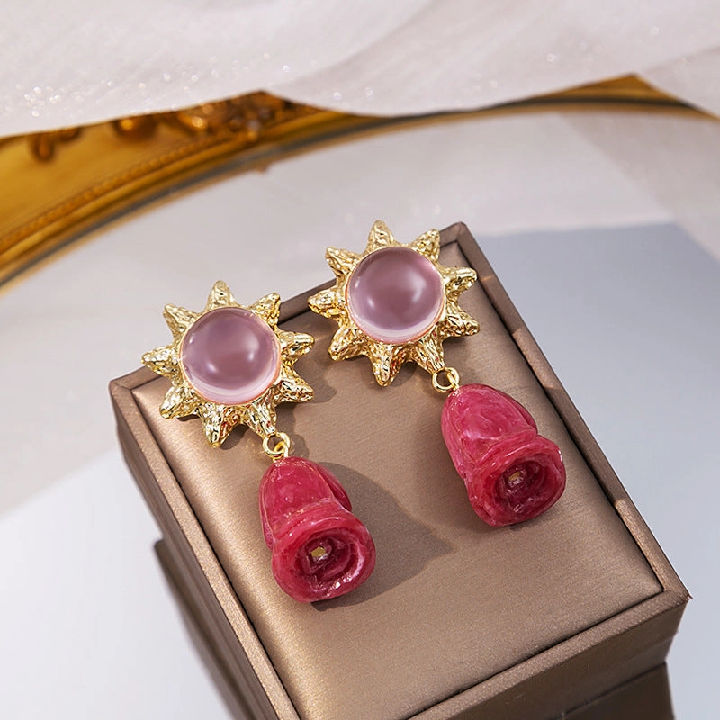 Wholesale Silver Needle Resin Tulip Alloy Earrings