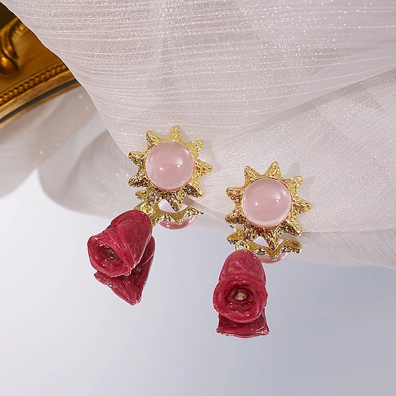 Wholesale Silver Needle Resin Tulip Alloy Earrings
