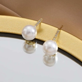 Wholesale Silver Needle Stud Earrings with Diamonds and Pearls