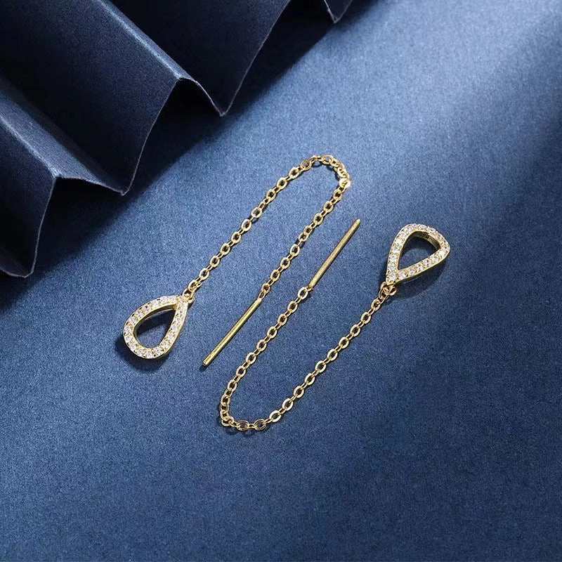 Wholesale Silver Needle Water Drop Copper Earrings