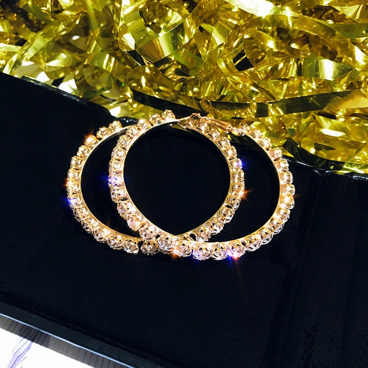 Wholesale Silver Pin C Shape Diamond Alloy Earrings