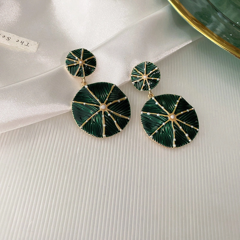 Wholesale Silver Pin Drip Flower Circle Vintage Earrings Metal