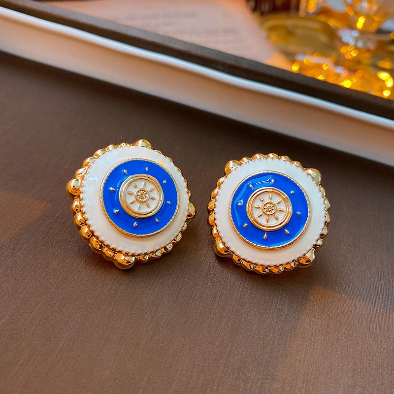 Wholesale Silver Pin Drip Flower Circle Vintage Earrings Metal