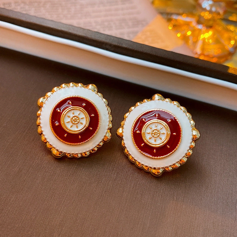 Wholesale Silver Pin Drip Flower Circle Vintage Earrings Metal