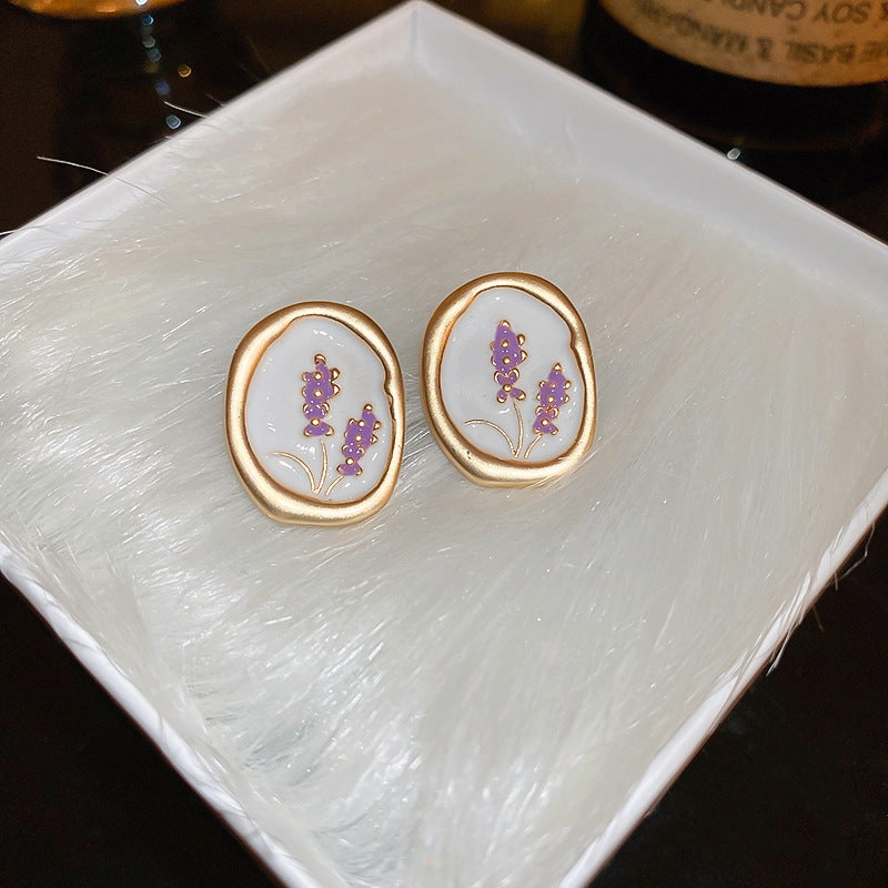 Wholesale Silver Pin Drip Flower Circle Vintage Earrings Metal