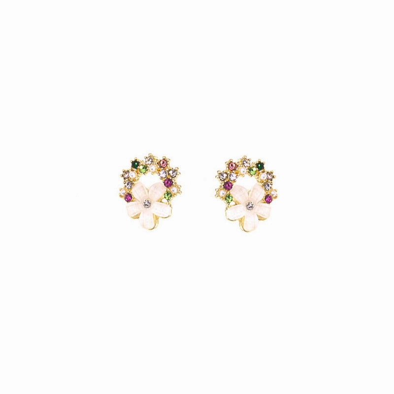 Wholesale Silver Pin Flower Diamond Alloy Earrings